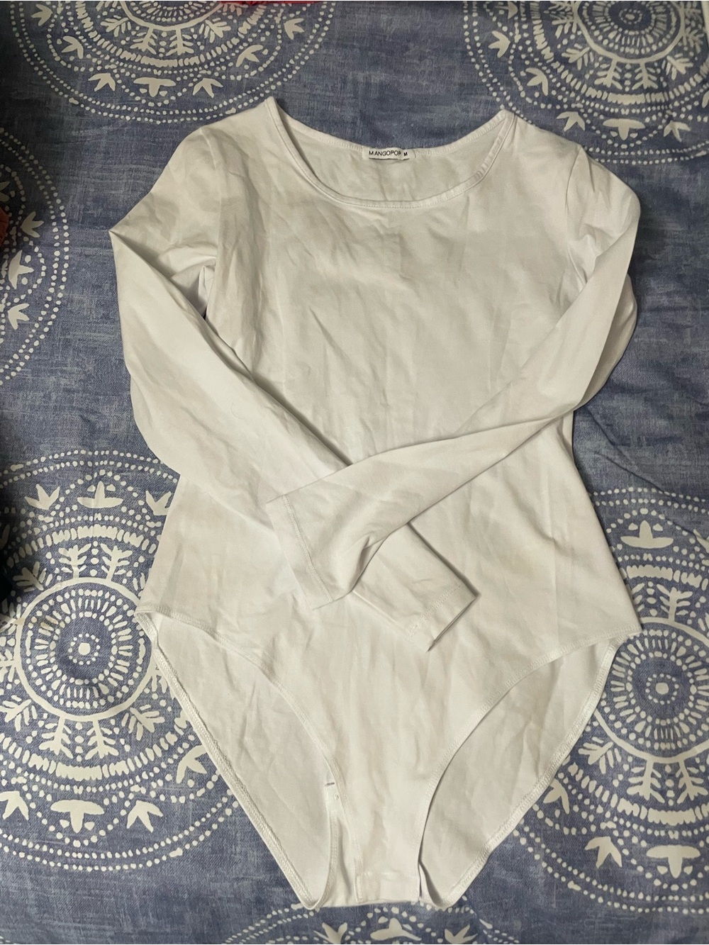 Mango White Long-Sleeve Bodysuit